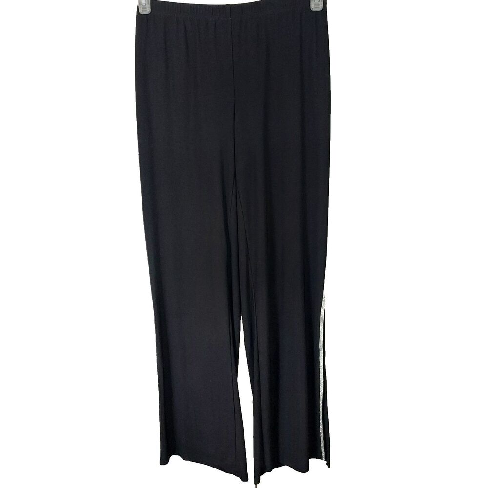 Prelude Rhinestone Pants Size Small Black Elastic Waist Stretch Pull On